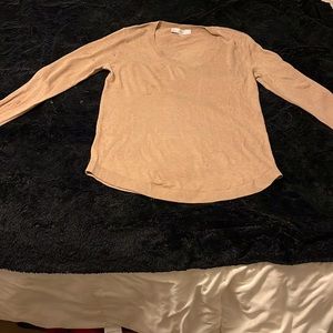 LOFT sweater SZ. Small, dark tan. Very thin material 60% acrylic 40% nylon.